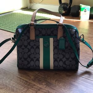 Coach coated canvas bag with leather accents